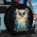 Cute Owl Watercolor Car Spare Tire Cover With Camera Hole