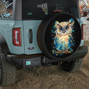 Cute Owl Watercolor Car Spare Tire Cover With Camera Hole