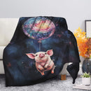 Cute Pig Watercolor Star Night Premium Blanket