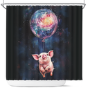 Cute Pig Watercolor Star Night Shower Curtain