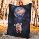 Cute Pig Watercolor Star Night Premium Blanket