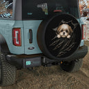 Cute Shih Tzu Dog Tearing Car Spare Tire Cover