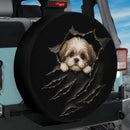 Cute Shih Tzu Dog Tearing Car Spare Tire Cover