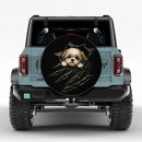 Cute Shih Tzu Dog Tearing Car Spare Tire Cover