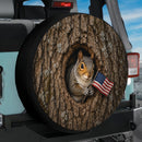 Patriotic Squirrel Tree Hole US Flag Car Spare Tire Cover