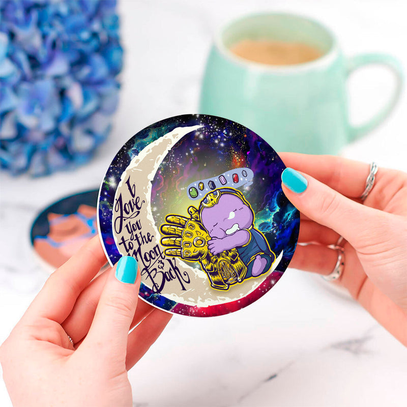 Cute Thanos Love You To The Moon Galaxy Ceramic Decor Coaster - Gift Idea