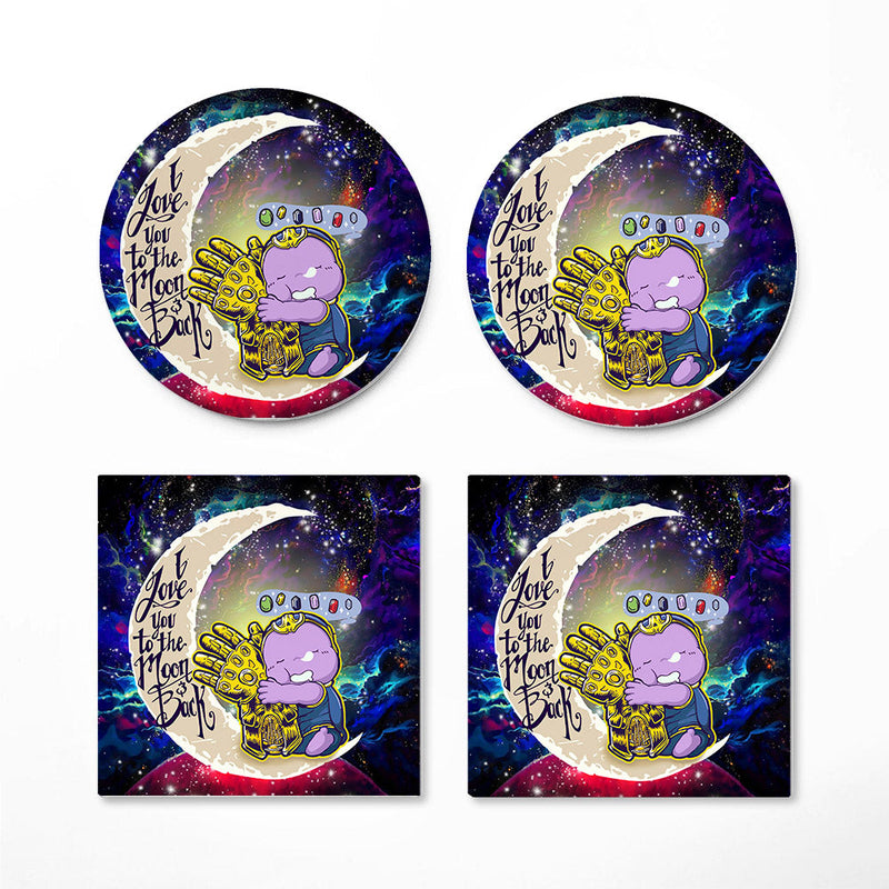 Cute Thanos Love You To The Moon Galaxy Ceramic Decor Coaster - Gift Idea