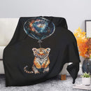 Cute Tiger Watercolor Star Night Premium Blanket
