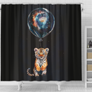 Cute Tiger Watercolor Star Night Shower Curtain