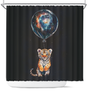 Cute Tiger Watercolor Star Night Shower Curtain