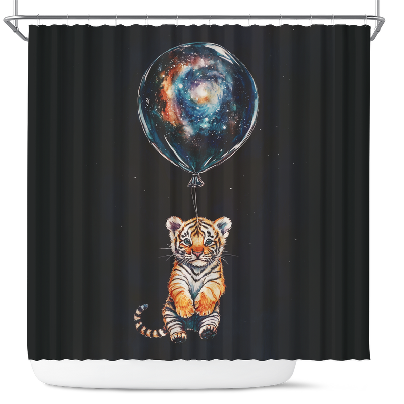 Cute Tiger Watercolor Star Night Shower Curtain