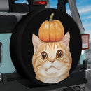 Cute Orange Cat With A Pumpkin Jeep Car Spare Tire Cover
