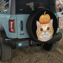 Cute Orange Cat With A Pumpkin Jeep Car Spare Tire Cover