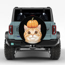 Cute Orange Cat With A Pumpkin Jeep Car Spare Tire Cover