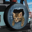 Peek-a-Boo Kitten in Denim Jeep Car Spare Tire Cover