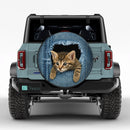 Peek-a-Boo Kitten in Denim Jeep Car Spare Tire Cover