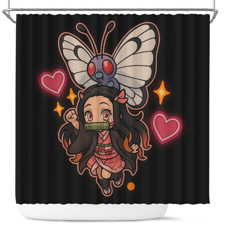 Cute Chibi Kamado Nezuko Demon Slayer Shower Curtain