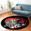 Cute Chibi Akaza Demon Slayer Round Rug
