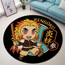 Cute Chibi Rengoku Demon Slayer Round Rug