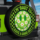 Daisy Happy Face Green Car Spare Tire Cover