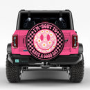 Daisy Happy Face Pink Car Spare Tire Cover