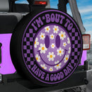 Daisy Happy Face Purple Car Spare Tire Cover