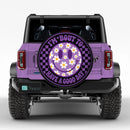 Daisy Happy Face Purple Car Spare Tire Cover