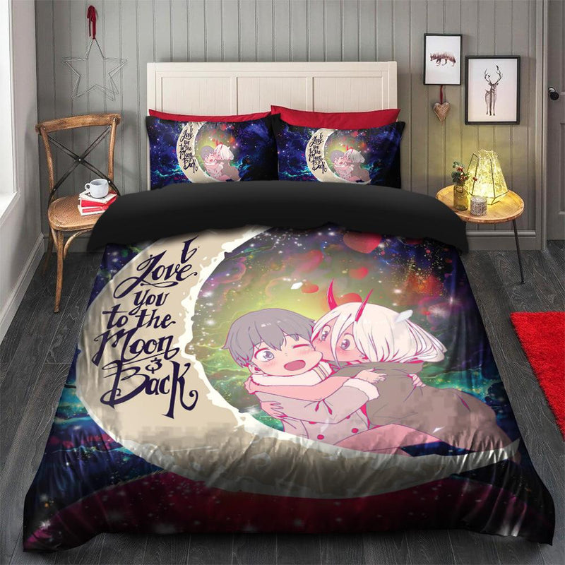 Darling In The Franxx Hiro And Zero Two Love You To The Moon Galaxy Bedding Set Duvet Cover And 2 Pillowcases Nearkii