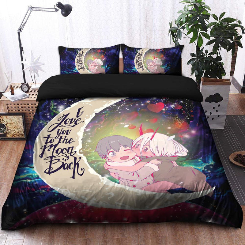 Darling In The Franxx Hiro And Zero Two Love You To The Moon Galaxy Bedding Set Duvet Cover And 2 Pillowcases Nearkii