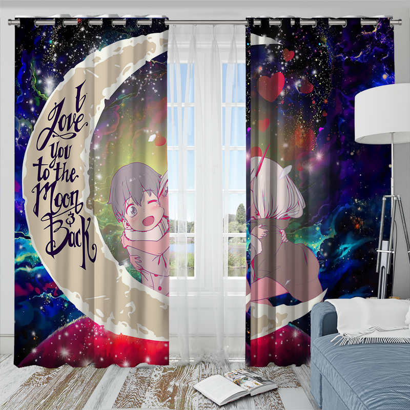 Darling In The Franxx Hiro And Zero Two Love You To The Moon Galaxy Window Curtain