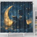 Darth Vader Reading On A Crescent Moon Shower Curtain