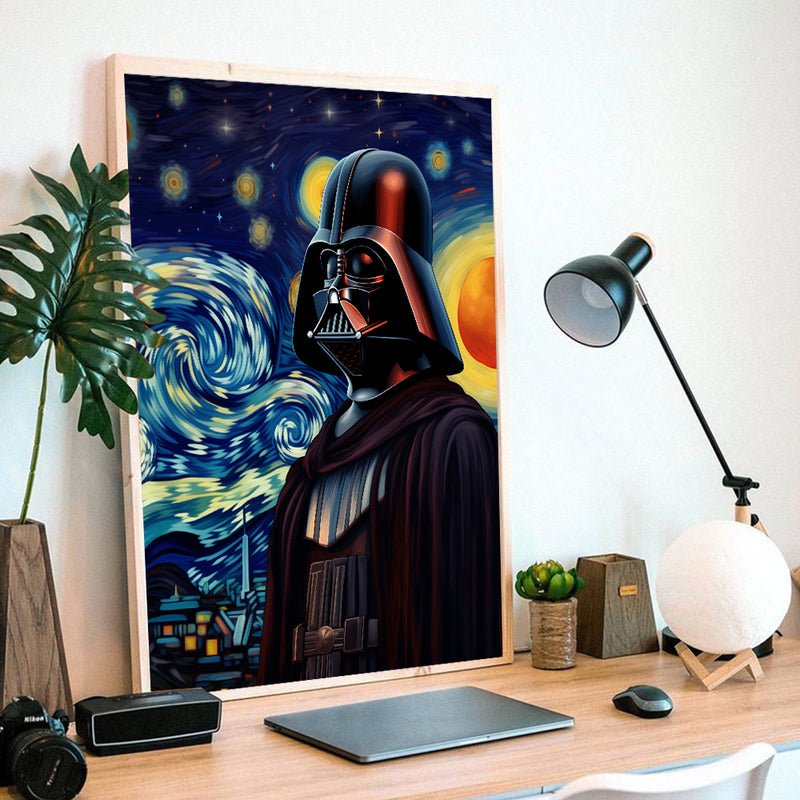 Darth Vader Star Starry Night - Living Room - Canvas Wall Art - Print - Wall Decor