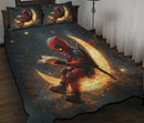 Deadpool Reading On A Crescent Moon Quilt Bed Sets