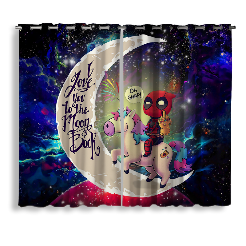 Deadpool Unicorn Love You To The Moon Galaxy Window Curtain