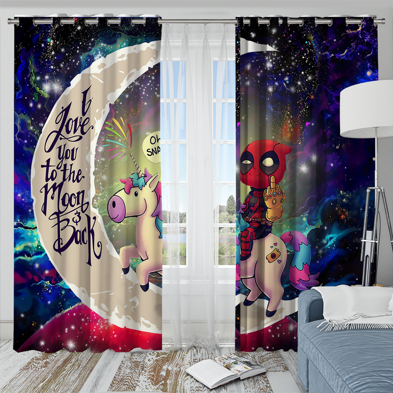 Deadpool Unicorn Love You To The Moon Galaxy Window Curtain