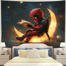 Deadpool Reading On A Crescent MoonTapestry