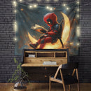 Deadpool Reading On A Crescent MoonTapestry
