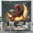 Deadpool Reading On A Crescent MoonTapestry
