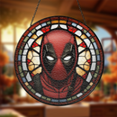 Deadpool Round Stained Glass Suncatcher