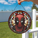 Deadpool Round Stained Glass Suncatcher
