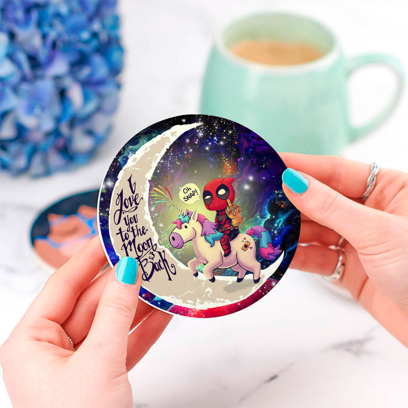 Deadpool Unicorn Love You To The Moon Galaxy Ceramic Decor Coaster - Gift Idea