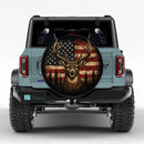 Patriotic Deer American Flag Car Spare Tire Cover With Camera Hole