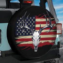 Hunting Deer Skull American Flag Jeep Car Spare Tire Cover