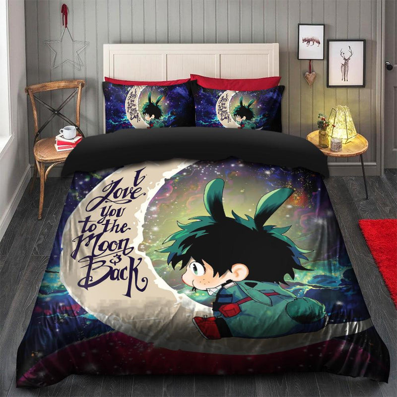 Deku My Hero Academia AnimeLove You To The Moon Galaxy Bedding Set Duvet Cover And 2 Pillowcases Nearkii