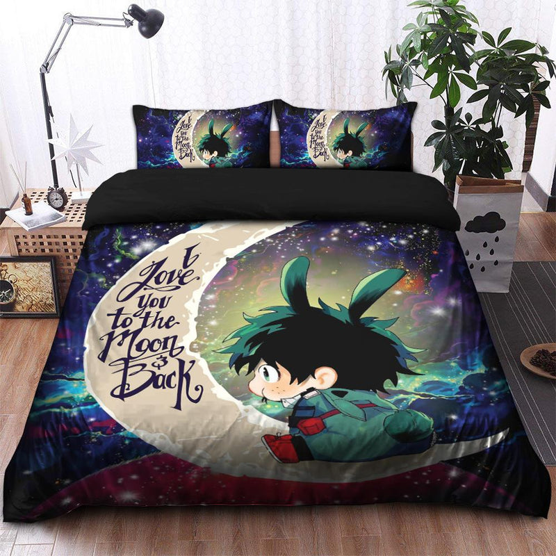 Deku My Hero Academia AnimeLove You To The Moon Galaxy Bedding Set Duvet Cover And 2 Pillowcases Nearkii