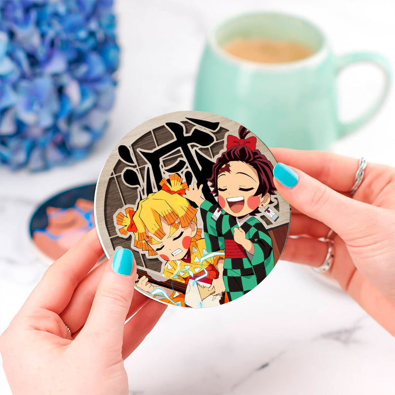 Demon Slayer Zenitsu Agatsuma Ceramic Decor Coaster - Gift Idea