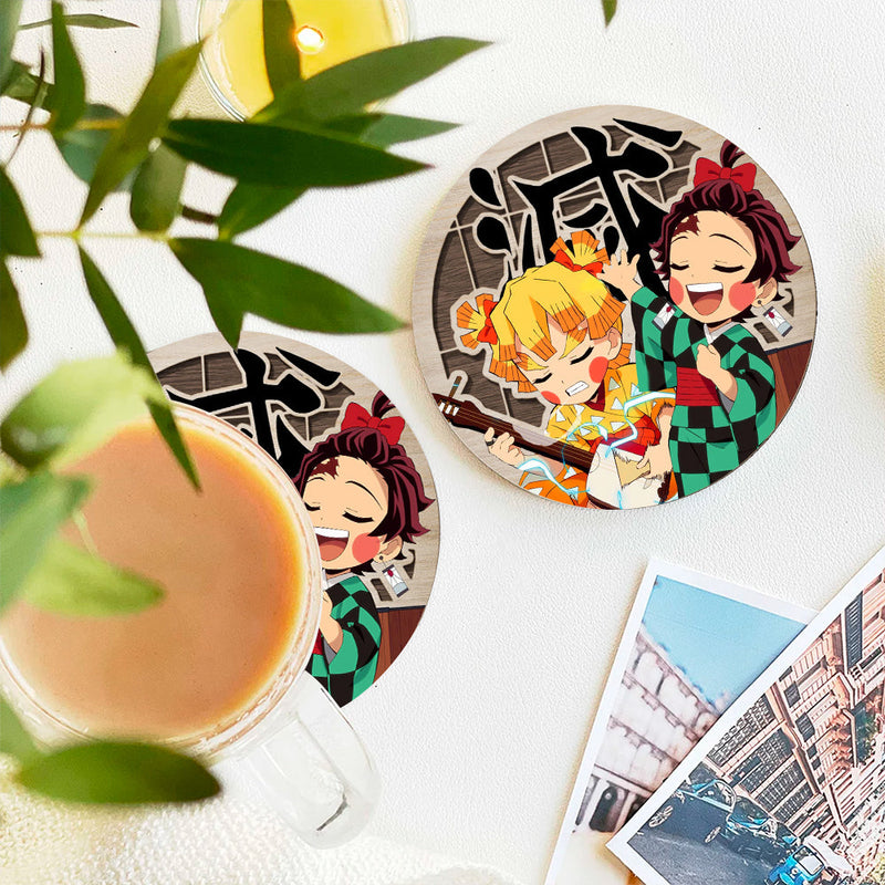 Demon Slayer Zenitsu Agatsuma Ceramic Decor Coaster - Gift Idea