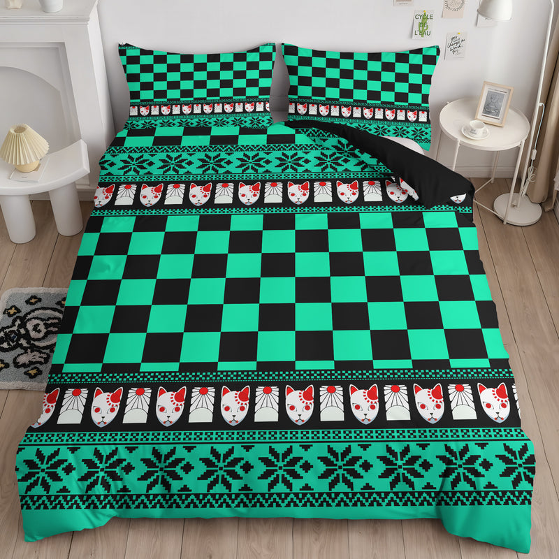 Demon Slayer Tanjro Christmas Pattern Bedding Set