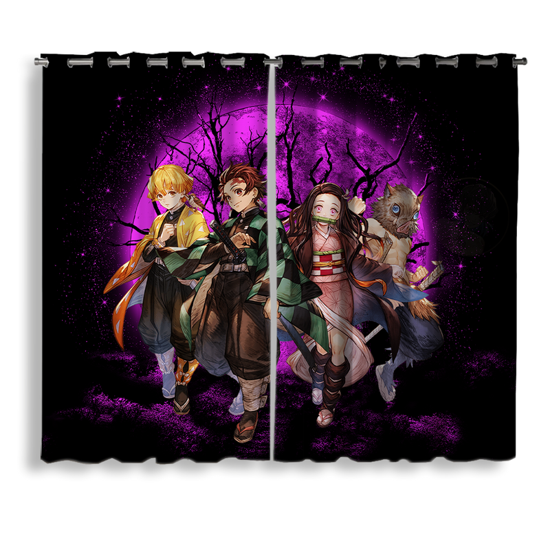 Demon Slayer Team Pink Moonlight Anime Window Curtain