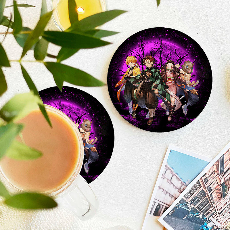 Demon Slayer Team Pink Moonlight Ceramic Decor Coaster - Gift Idea